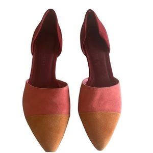 Jenni Kayne D'Orsay color block slip on flats in tri color suede